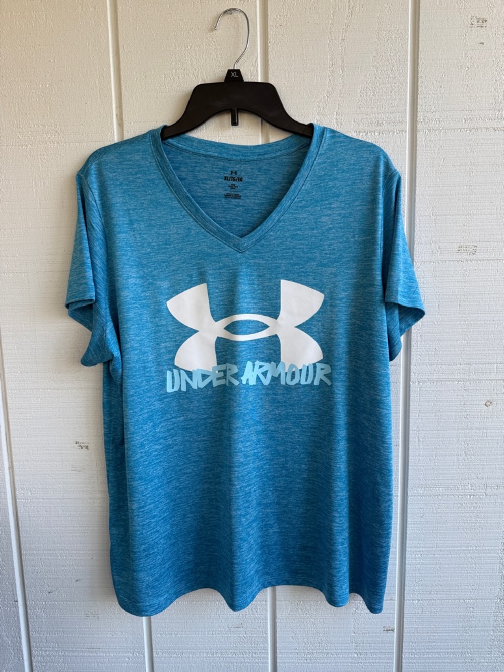 Under Armour Teal Blue V‑Neck Dri Fit Performance Tee